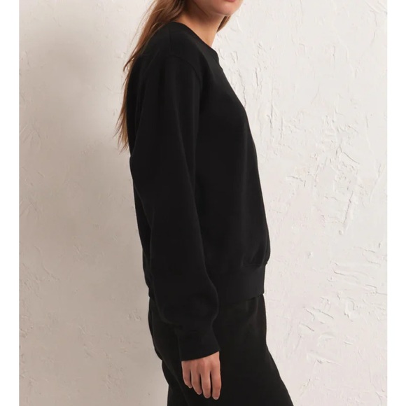 Z Supply Classic Crew Sweatshirt Black XS - Picture 11 of 11